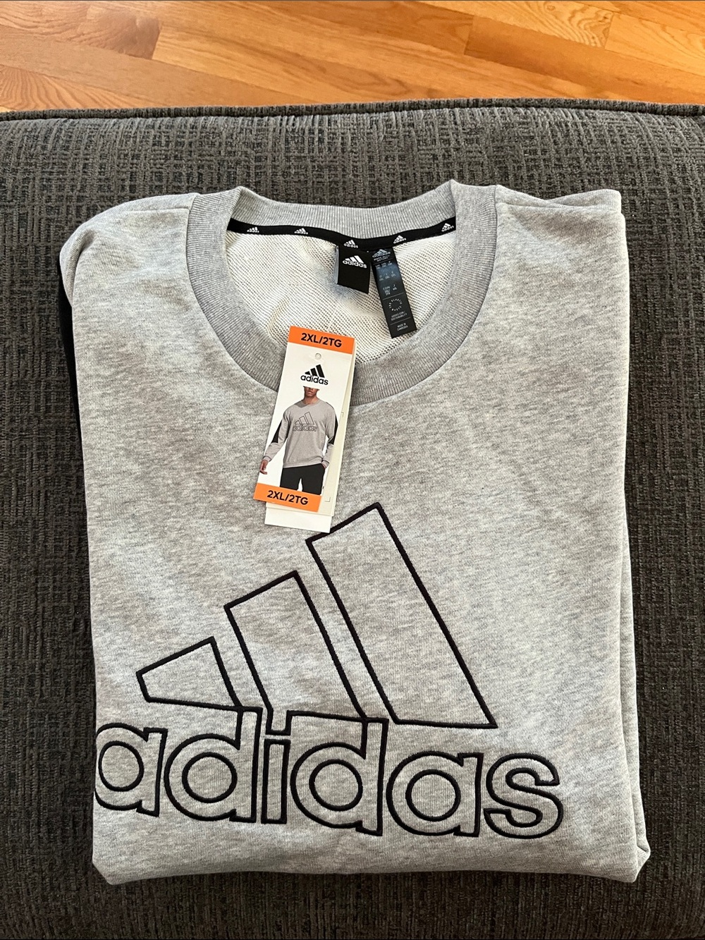 adidas Light Gray Crewneck Sweatshirt with Black Logo